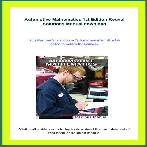 Automotive Mathematics 1st Edition Rouvel Solutions Manual | PDF