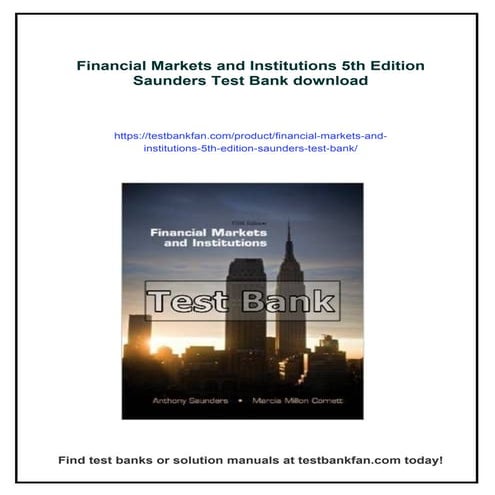 Financial Markets and Institutions 5th Edition Saunders Test Bank | PDF