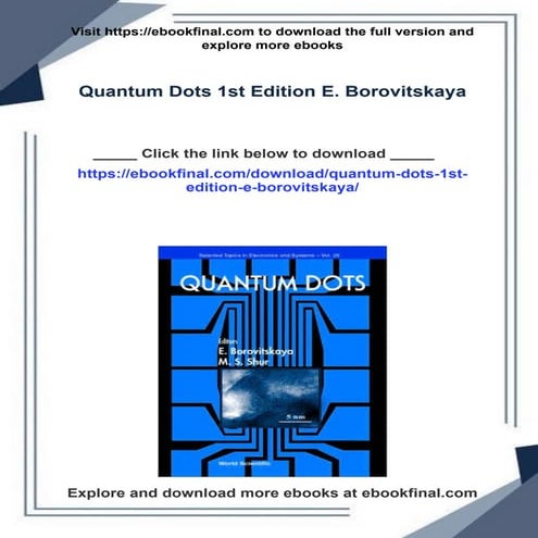Quantum Dots 1st Edition E. Borovitskaya download pdf