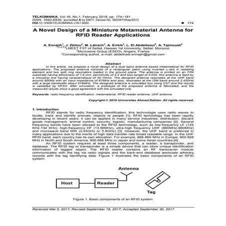 A Novel Design of a Miniature Metamaterial Antenna for RFID Reader Applications