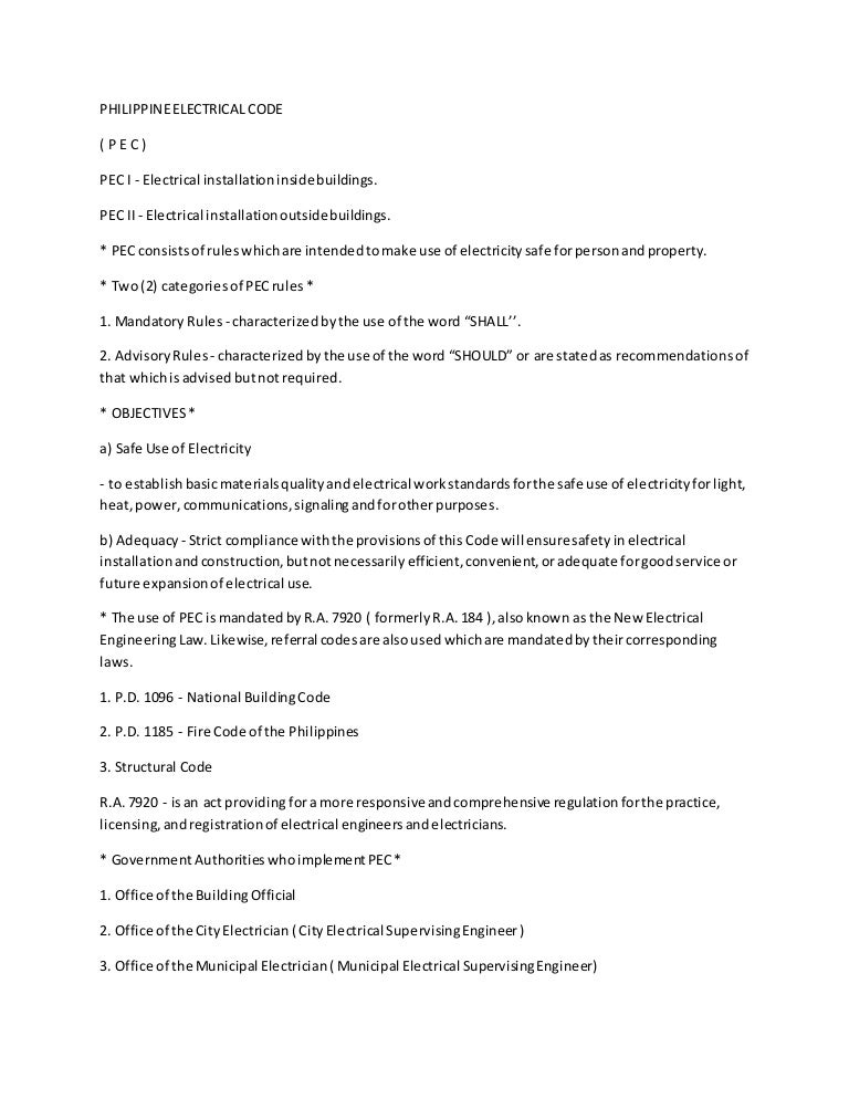 228279816 philippine electrical code summary