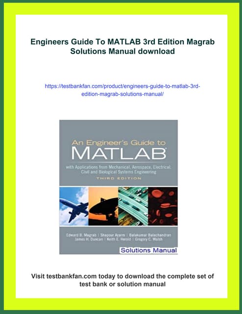 Engineers Guide To MATLAB 3rd Edition Magrab Solutions Manual | PDF