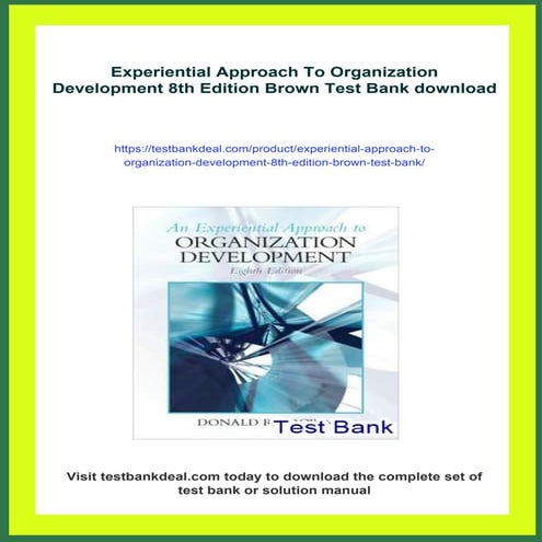 Experiential Approach To Organization Development 8th Edition Brown Test Bank
