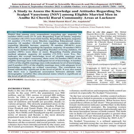 A Study to Assess the Knowledge and Attitudes Regarding No Scalpel ...