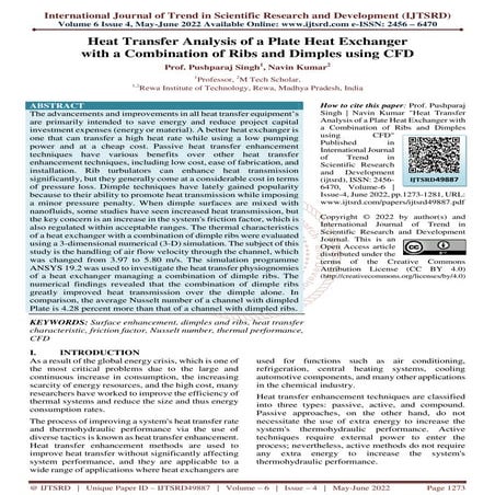 Heat Transfer Analysis of a Biomimetic Plate Heat Exchanger with Bird ...