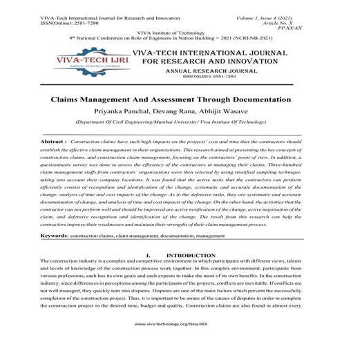 Claims Management And Assessment Through Documentation