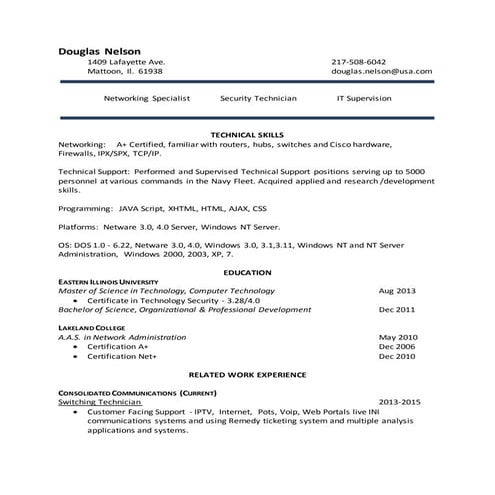 revised resume Feb 2015