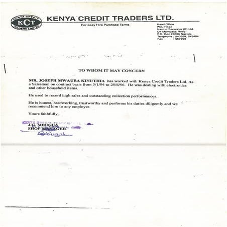 RECOMMENDATION LETTERS