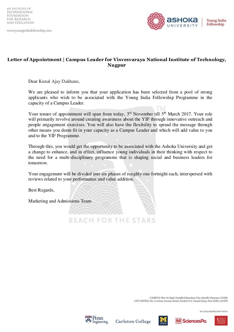 Offer Letter Ashoka