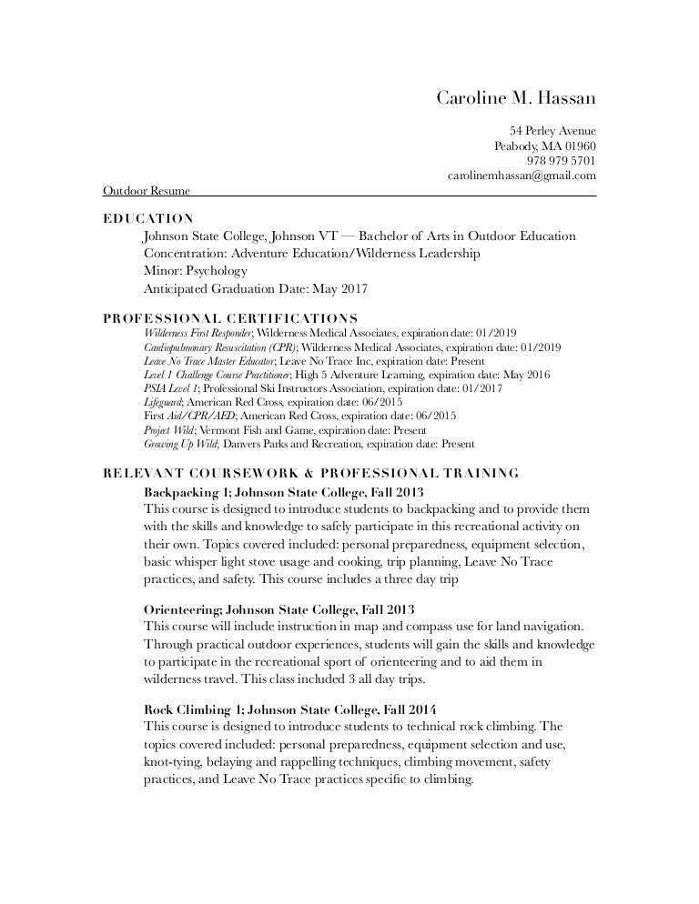 Outdoor Resume pdf