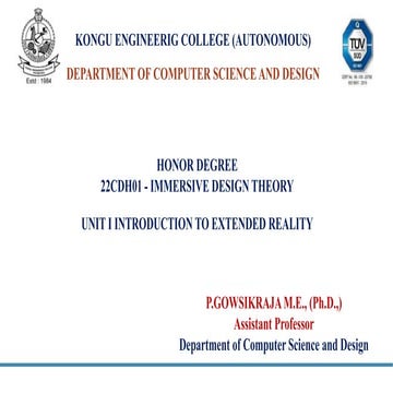 22CDH01-V3-UNIT-I INTRODUCITON TO EXTENDED REALITY