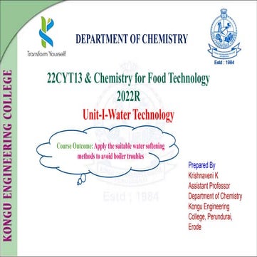 22CYT13 & Chemistry for FT-Unit_I_WATER TECHNOLOGY.ppt