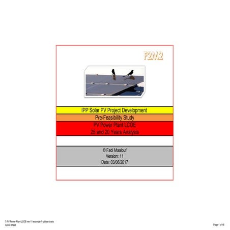 PV Project Development Pre-Feasibility Financial Model