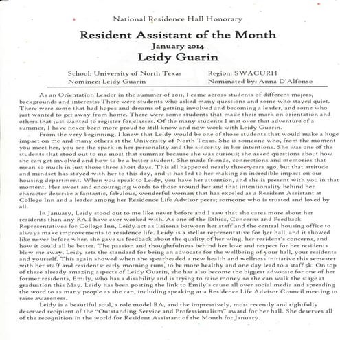 Resident Assistant OTM