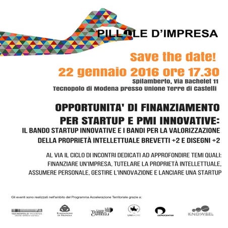 Pillole d'Impresa #1 - Opportunità di finanziamento per startup e PMI innovative