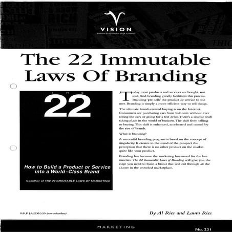 22 Immutable Laws of Branding