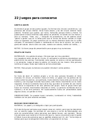 22 juegos para conocerse