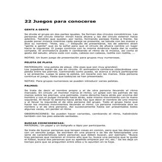 22 juegos para conocerse
