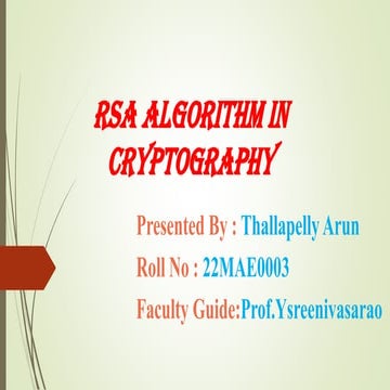 RSA Algorithm | PPTX