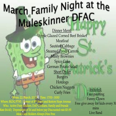 22 March Muleskinner Family Dinner
