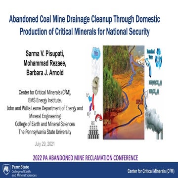 2022 PA AMR Conference Domestic Production of Critical Minerals 9:30AM 6/22/22