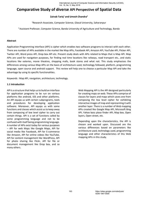 Comparative Study of Diverse API Perspective of Spatial Data