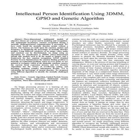 Intellectual Person Identification Using 3DMM, GPSO and Genetic Algorithm