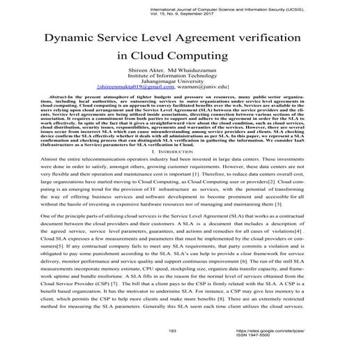 Dynamic Service Level Agreement Verification in Cloud Computing 