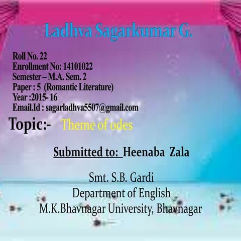 Theme of odes- John Keats