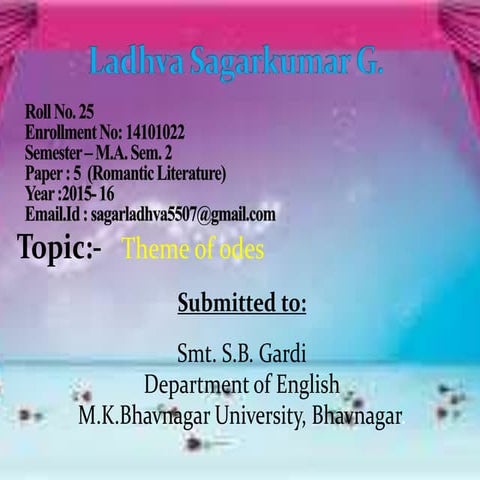 Theme of odes- John Keats