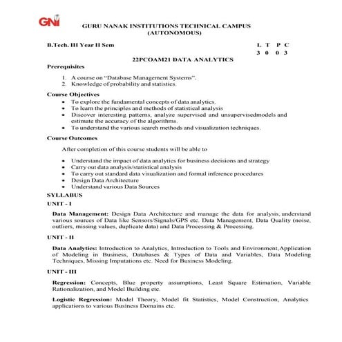 III Year II Sem 22PCOAM21 Data Analytics Syllabus.pdf