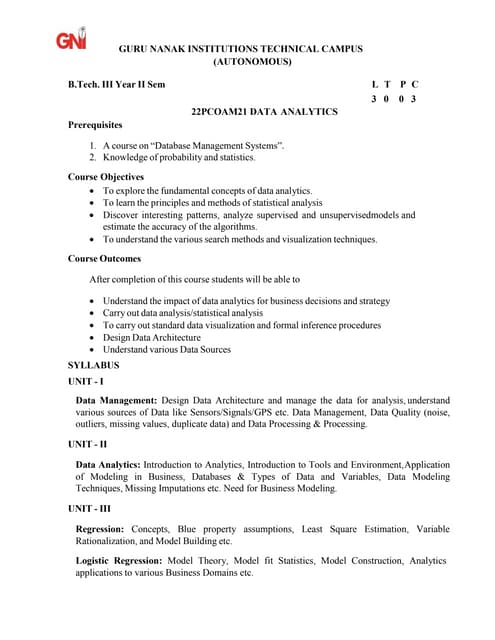 III Year II Sem 22PCOAM21 Data Analytics Syllabus.pdf
