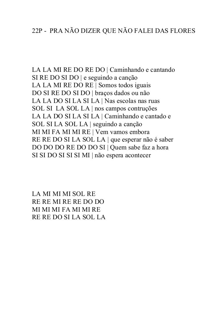 Letra Pra Não Dizer Que Não Falei Das Flores
