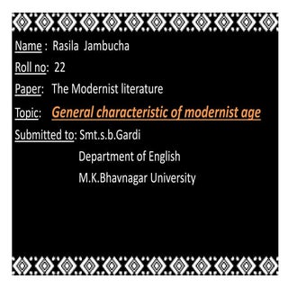 General characteristic of Modernist...