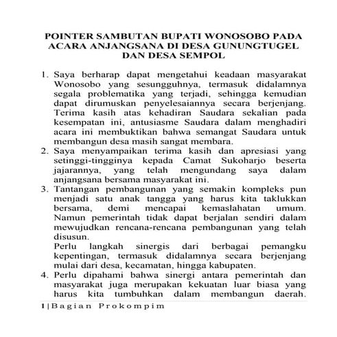 22 sept, sambutan bupati anjangsana sukoharjo