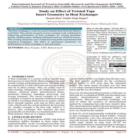 Study on Effect of Twisted Tape Insert Geometry in Heat Exchanger