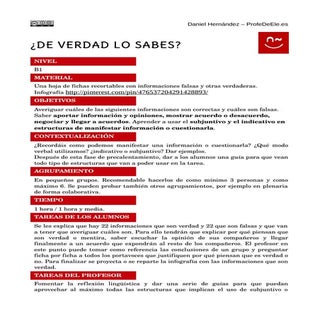 ¿De verdad lo sabes? Indicativo vs ...