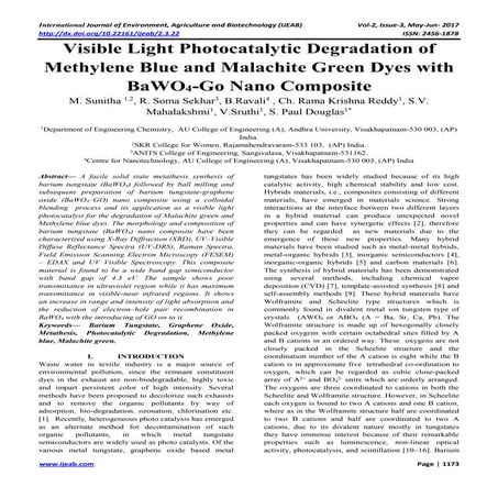 Visible Light Photocatalytic Degradation of Methylene Blue and ...