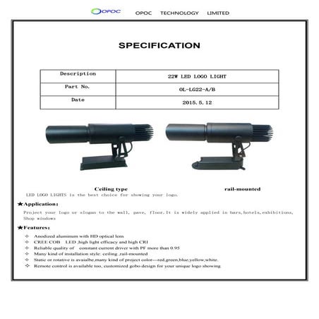 22 w led logo lights | PDF | Technology & Computing