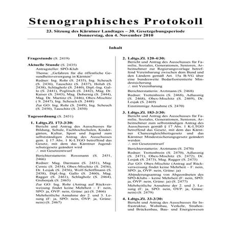 23. LTG-Sitzung am 4. November 2010