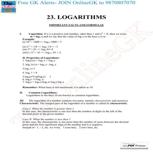 23. logarithms