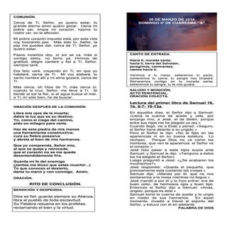 GUIÓN DE LA MISA DEL 4º DOMINGO DE ...