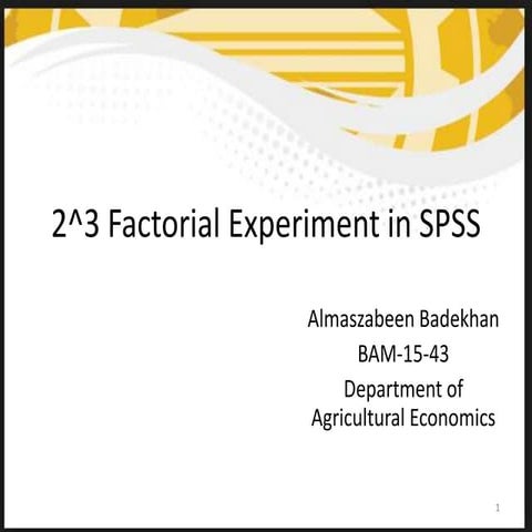 2^3 factorial design in SPSS