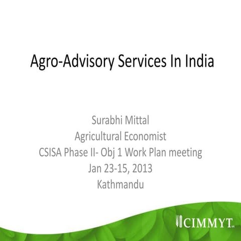 23  25 jan 2013 csisa kathmandu agro-advisory services surabhi