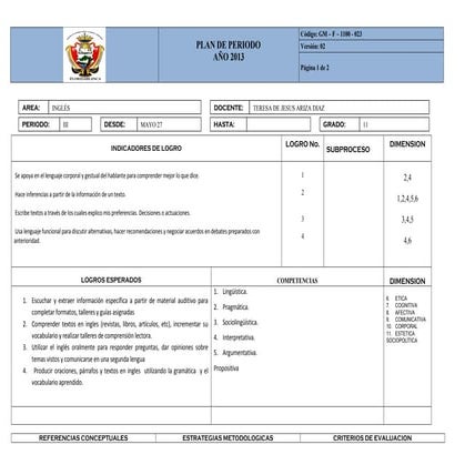 23.ENGLISH THIRD PERIOD PLAN 11