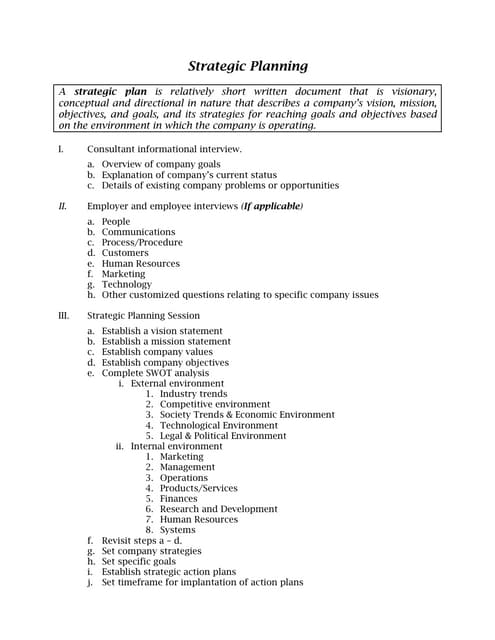 23. Strategic Planning Outline
