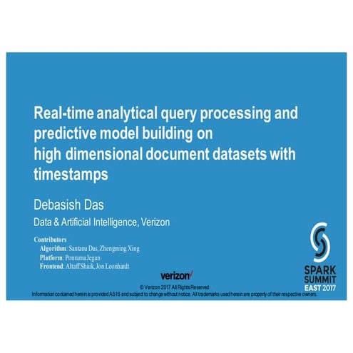 Realtime Analytical Query Processing and Predictive Model Building on High Di...