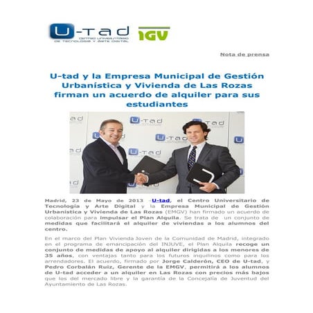 23052013  u tad y la empresa municipal de gestión urbanística y vivienda   