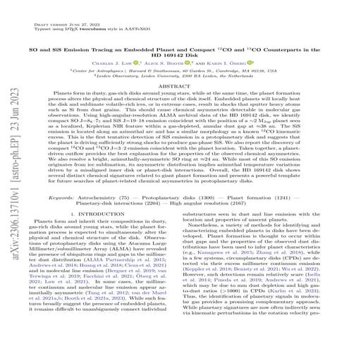 SO and SiS Emission Tracing an Embedded Planet and Compact 12CO and 13CO Coun...