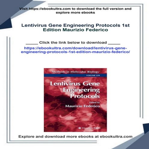 Lentivirus Gene Engineering Protocols 1st Edition Maurizio Federico
